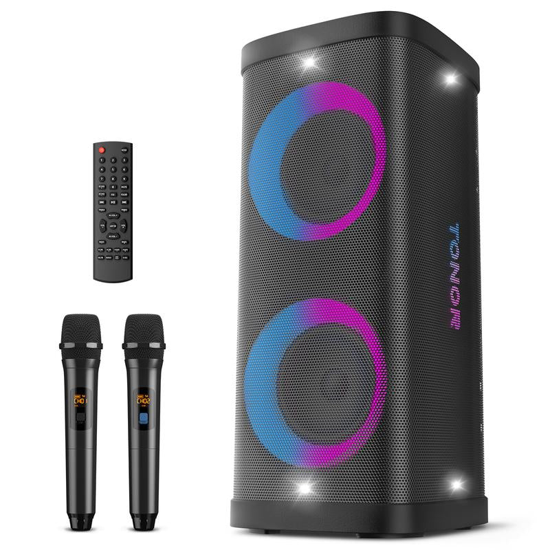 Karaoke Machine for Adults with 2 UHF Wireless Microphones Microfono, TONOR Bluetooth Portable PA Speaker System with Disco Lights Rechargeable Battery, Ideal for Home Karaoke Party Outdoor Events